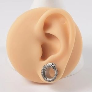 Snake Oroborus Silver Tone Plugs/Guages Sizes 6mm 8mm & 10mm Available